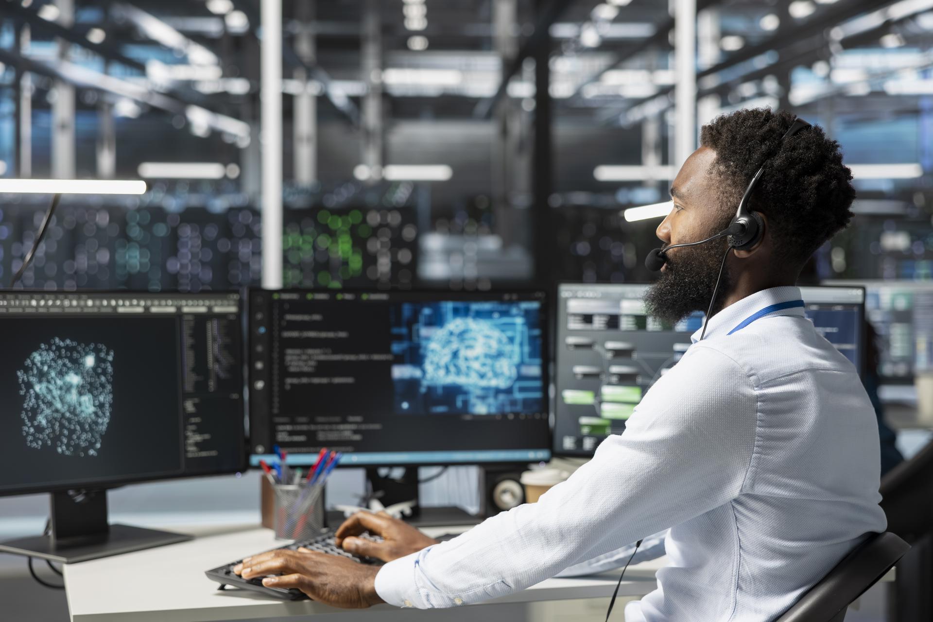 IT engineers deploying enterprise server infrastructure in a secure Tier III data center