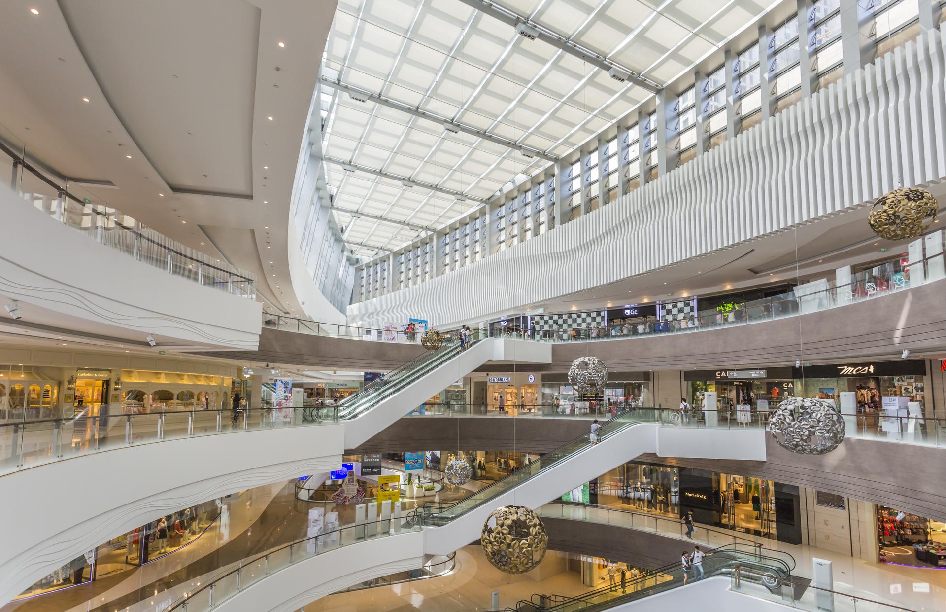 Modern commercial building interior showcasing large-scale infrastructure construction and development